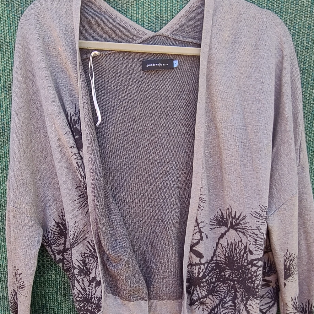 Slouchy Womens Sweater Cardigan Dandelion Floral Print
